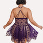 Luxurious Plus Size Lace Babydoll Nightdress with Elegant Front Slit