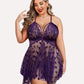 Luxurious Plus Size Lace Babydoll Nightdress with Elegant Front Slit
