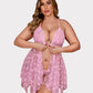 Luxurious Plus Size Lace Babydoll Nightdress with Elegant Front Slit
