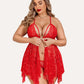 Luxurious Plus Size Lace Babydoll Nightdress with Elegant Front Slit