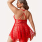 Luxurious Plus Size Lace Babydoll Nightdress with Elegant Front Slit