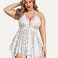 Luxurious Plus Size Lace Babydoll Nightdress with Elegant Front Slit