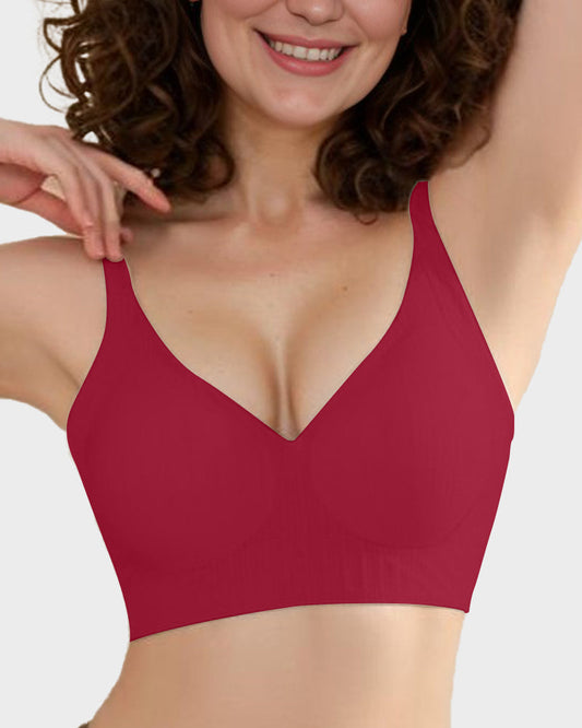 Wireless V-Neck Luxe Bra with Anti-Sagging Jelly Lift and 3D Molded Cups
