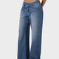 Trendy Asymmetric Low Rise Baggy Wide Leg Jeans - Comfortable Stretch Denim