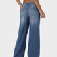 Trendy Asymmetric Low Rise Baggy Wide Leg Jeans - Comfortable Stretch Denim