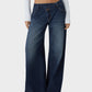 Trendy Asymmetric Low Rise Baggy Wide Leg Jeans - Comfortable Stretch Denim