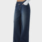 Trendy Asymmetric Low Rise Baggy Wide Leg Jeans - Comfortable Stretch Denim