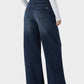 Trendy Asymmetric Low Rise Baggy Wide Leg Jeans - Comfortable Stretch Denim