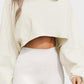 Stylish Cropped Long Sleeve Athletic Pullover with Relaxed Oversized Sleeves