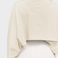 Stylish Cropped Long Sleeve Athletic Pullover with Relaxed Oversized Sleeves