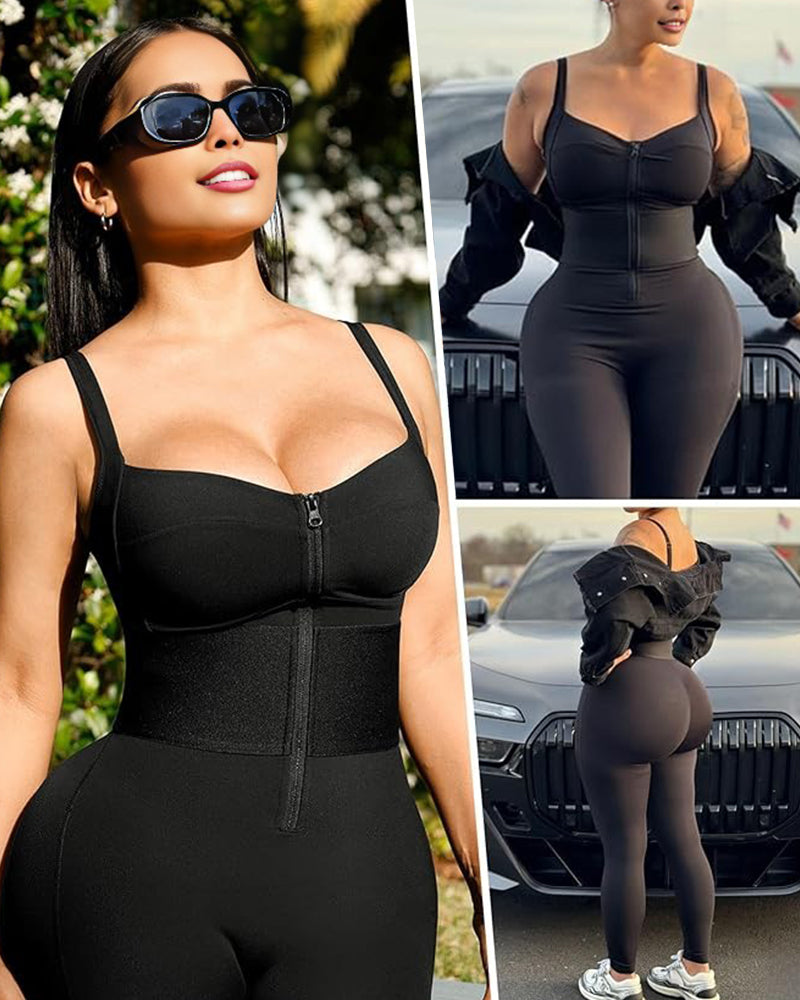 Sleek Athletic Bodycon Shapewear Romper: Effortless Style & Comfort Built-In