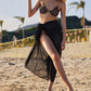 Elegant Sheer Side Tie Midi Sarong Swimsuit Cover-Up for Beach & Pool