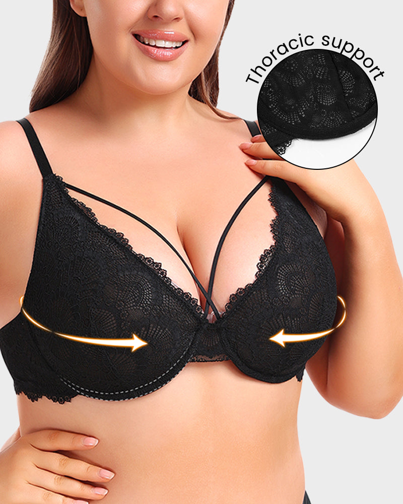 Elegant Non-Padded Lace Strappy Push-Up Bra: Comfortable, Supportive, and Sexy Lingerie