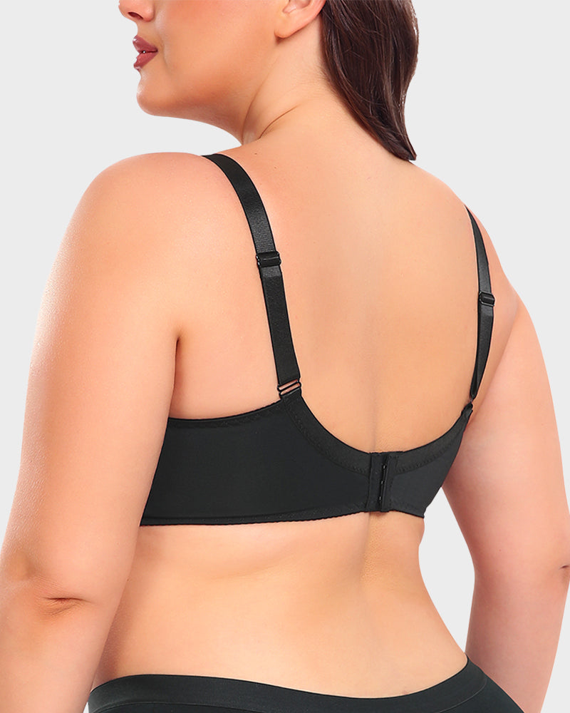 Luxurious Black Lace Plunge Push-Up Bra for Ultimate Comfort & Lift