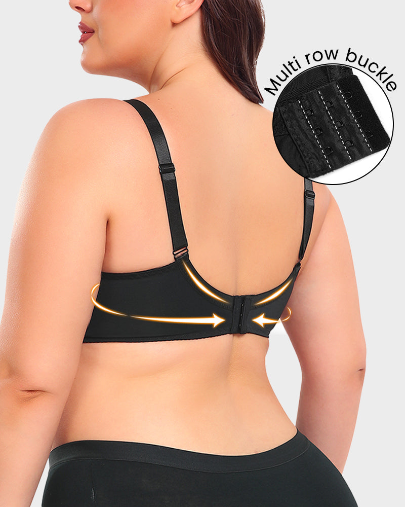 Luxurious Black Lace Plunge Push-Up Bra for Ultimate Comfort & Lift
