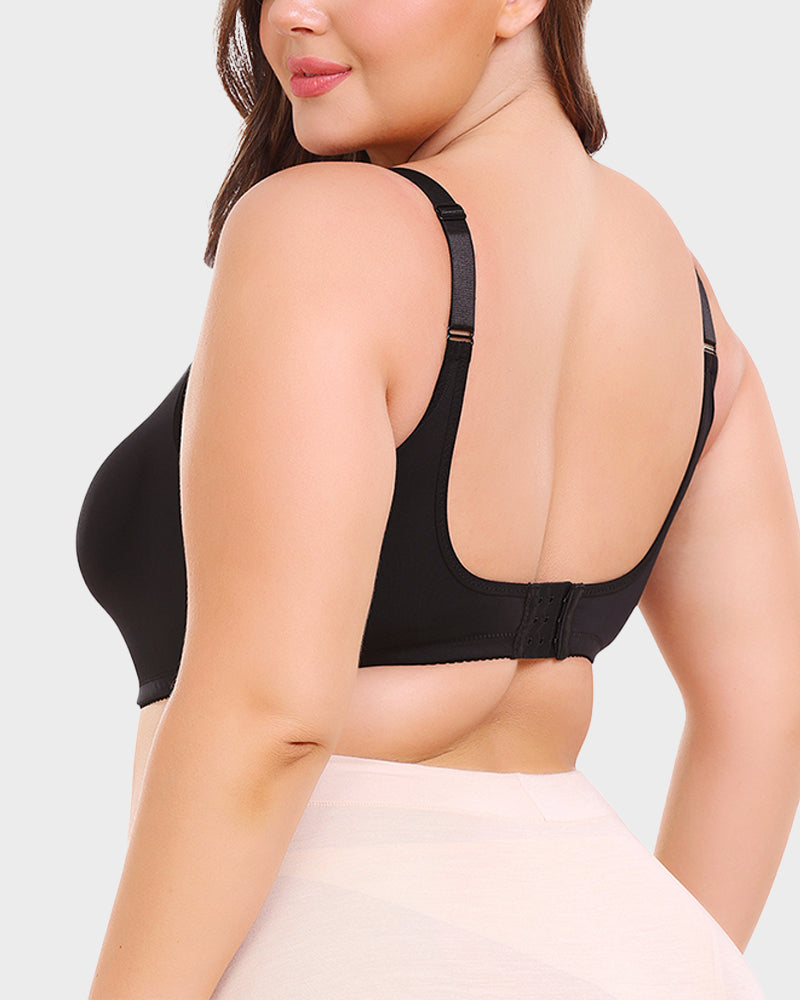 Comfortable Full Coverage Lace Trim Minimizer Bra - Everyday Wireless Support