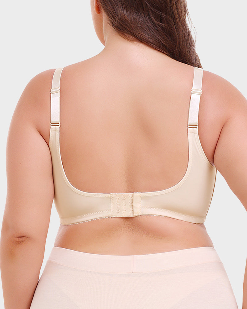 Comfortable Full Coverage Lace Trim Minimizer Bra - Everyday Wireless Support