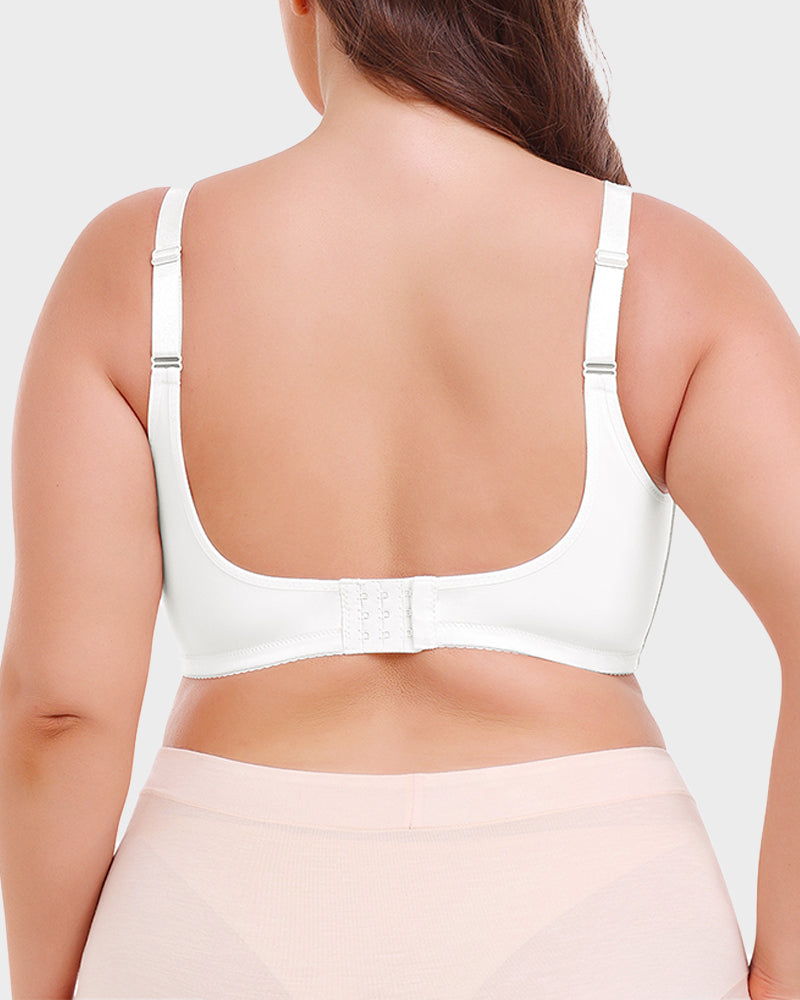 Comfortable Full Coverage Lace Trim Minimizer Bra - Everyday Wireless Support