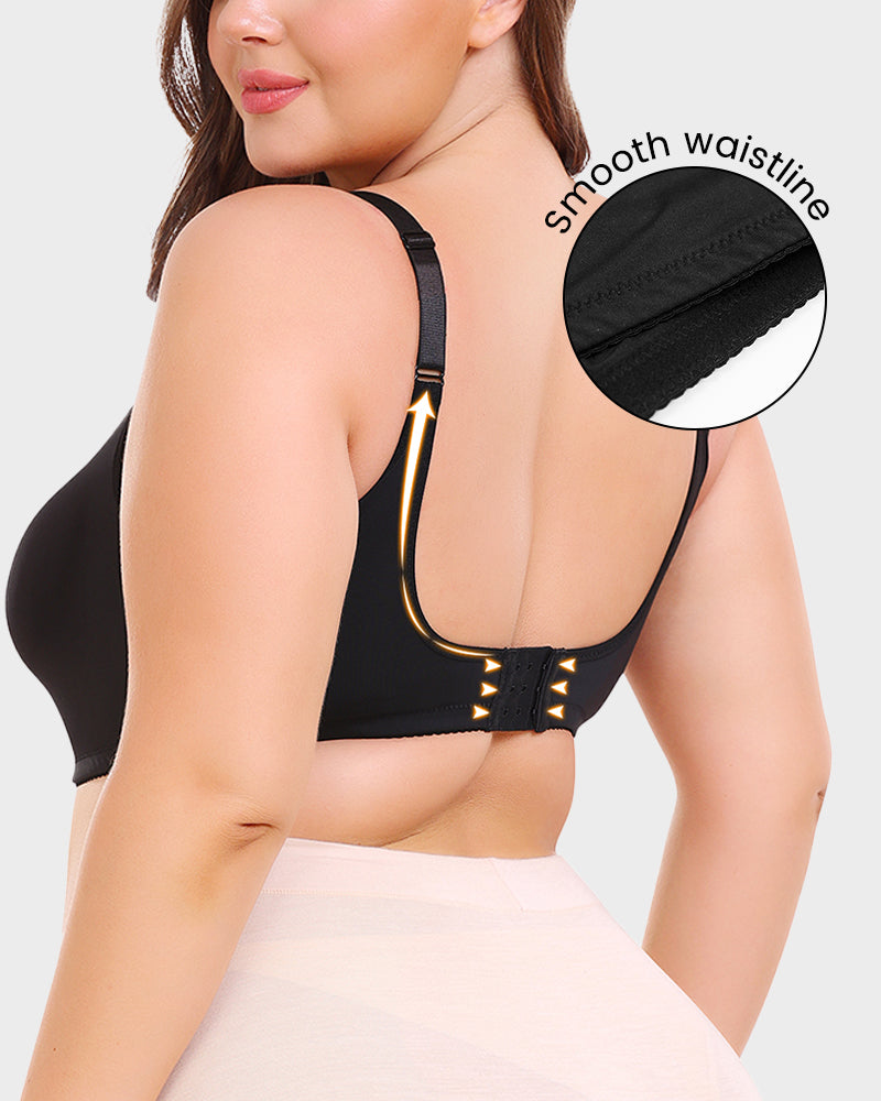Comfortable Full Coverage Lace Trim Minimizer Bra - Everyday Wireless Support