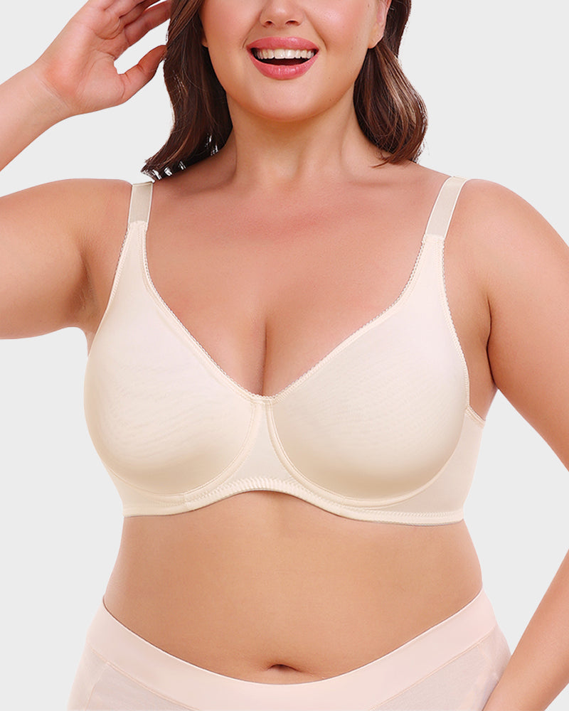SheCurve® Seamless Comfort Everyday T-Shirt Bra - Wireless Support, Smooth Look