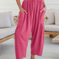 Breezy Loose Fit Linen Blend Wide-Leg Pants with Pockets for Women