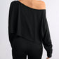Chic Off-Shoulder Long Sleeve Asymmetrical Knit Crop Top for Women