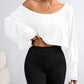 Chic Off-Shoulder Long Sleeve Asymmetrical Knit Crop Top for Women