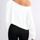 Chic Off-Shoulder Long Sleeve Asymmetrical Knit Crop Top for Women