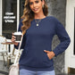 Comfortable Oversized Solid Crewneck Sweatshirt Pullover with Kangaroo Pocket