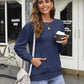 Comfortable Oversized Solid Crewneck Sweatshirt Pullover with Kangaroo Pocket