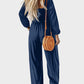 Versatile Square Neck Wide-Leg Jumpsuit with Smocked Waist and Pockets