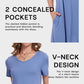 Ultra-Soft V-Neck T-Shirt Dress with Pockets - Casual Flowy Swing Design