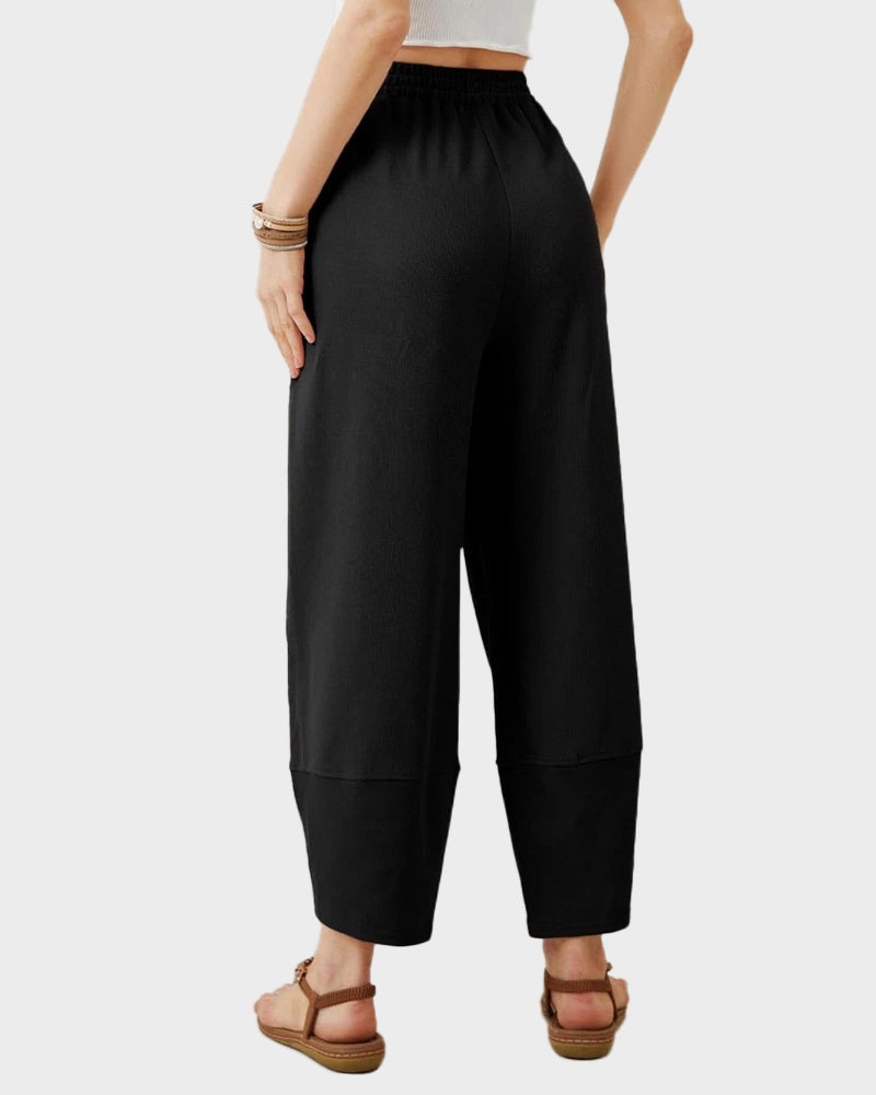 Comfy Flowy Wide-Leg Palazzo Lounge Pants with Pockets & Elastic Waist