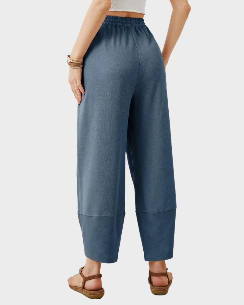 Comfy Flowy Wide-Leg Palazzo Lounge Pants with Pockets & Elastic Waist