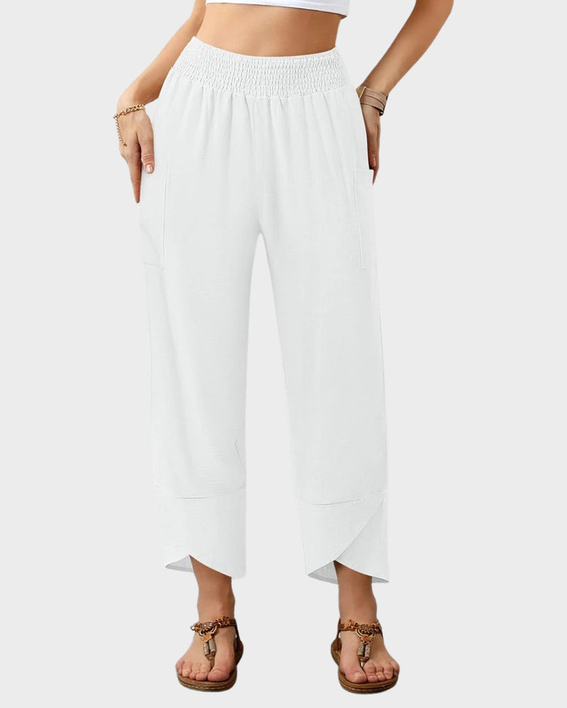 Comfy Flowy Wide-Leg Palazzo Lounge Pants with Pockets & Elastic Waist