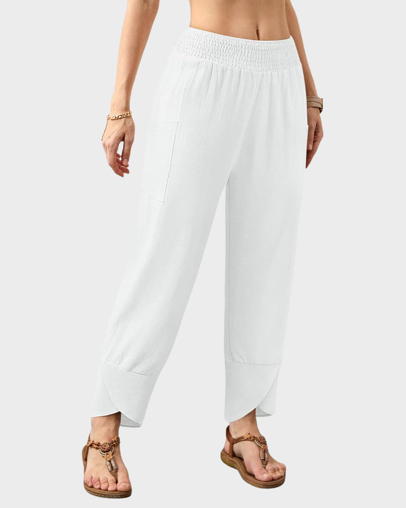Comfy Flowy Wide-Leg Palazzo Lounge Pants with Pockets & Elastic Waist