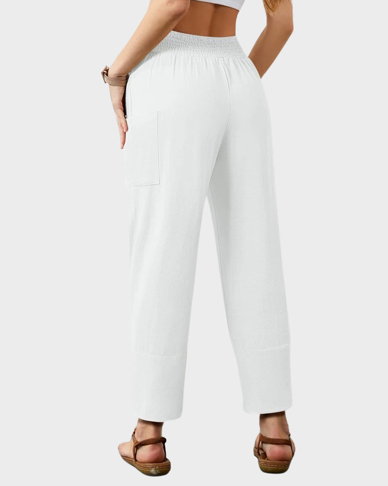 Comfy Flowy Wide-Leg Palazzo Lounge Pants with Pockets & Elastic Waist