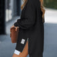 Stylish Oversized Long Sleeve Sweatshirt with Trendy Side Zipper Slit