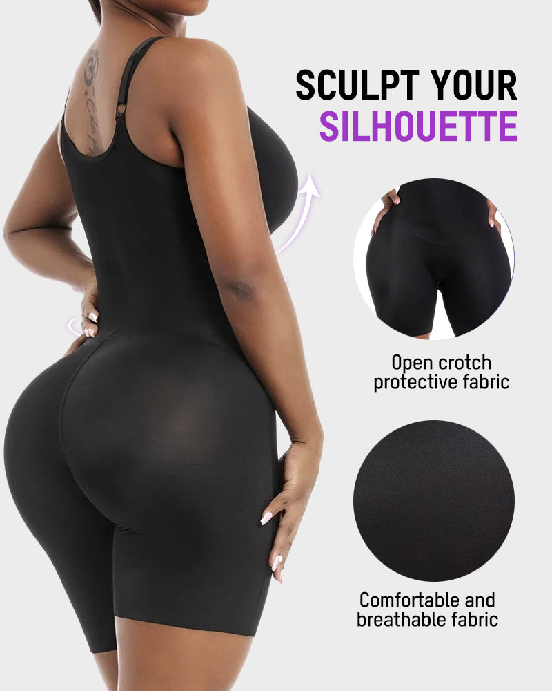 Comfort Sculpt Shapewear Bodysuit: Built-In Wireless Bra, Tummy Control, Mid-Thigh