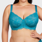 Comforting Blue Lace Underwire Push-Up Bra: Natural Lift & Support