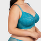 Comforting Blue Lace Underwire Push-Up Bra: Natural Lift & Support