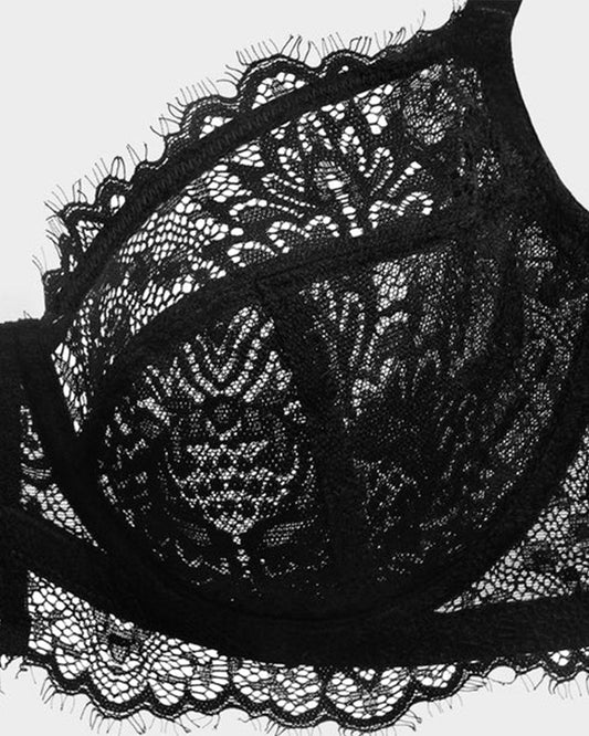 Luxurious Lace Unlined Underwire Push-Up Bra for Ultimate Comfort & Support