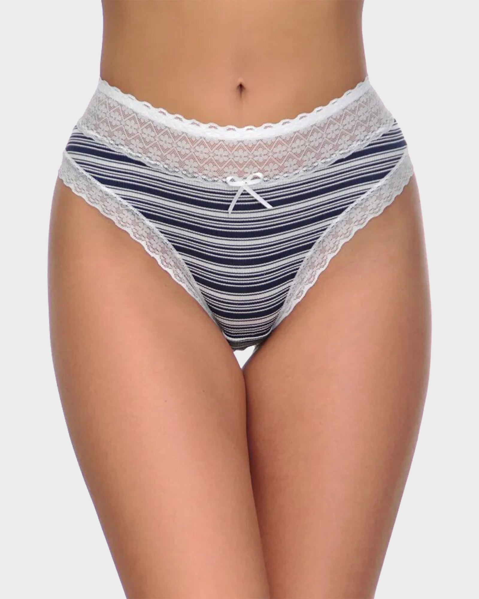 SheCurve 5-Pack Cotton Seamless Lace Stripe Briefs: Breathable, Comfortable, No-Show Panties