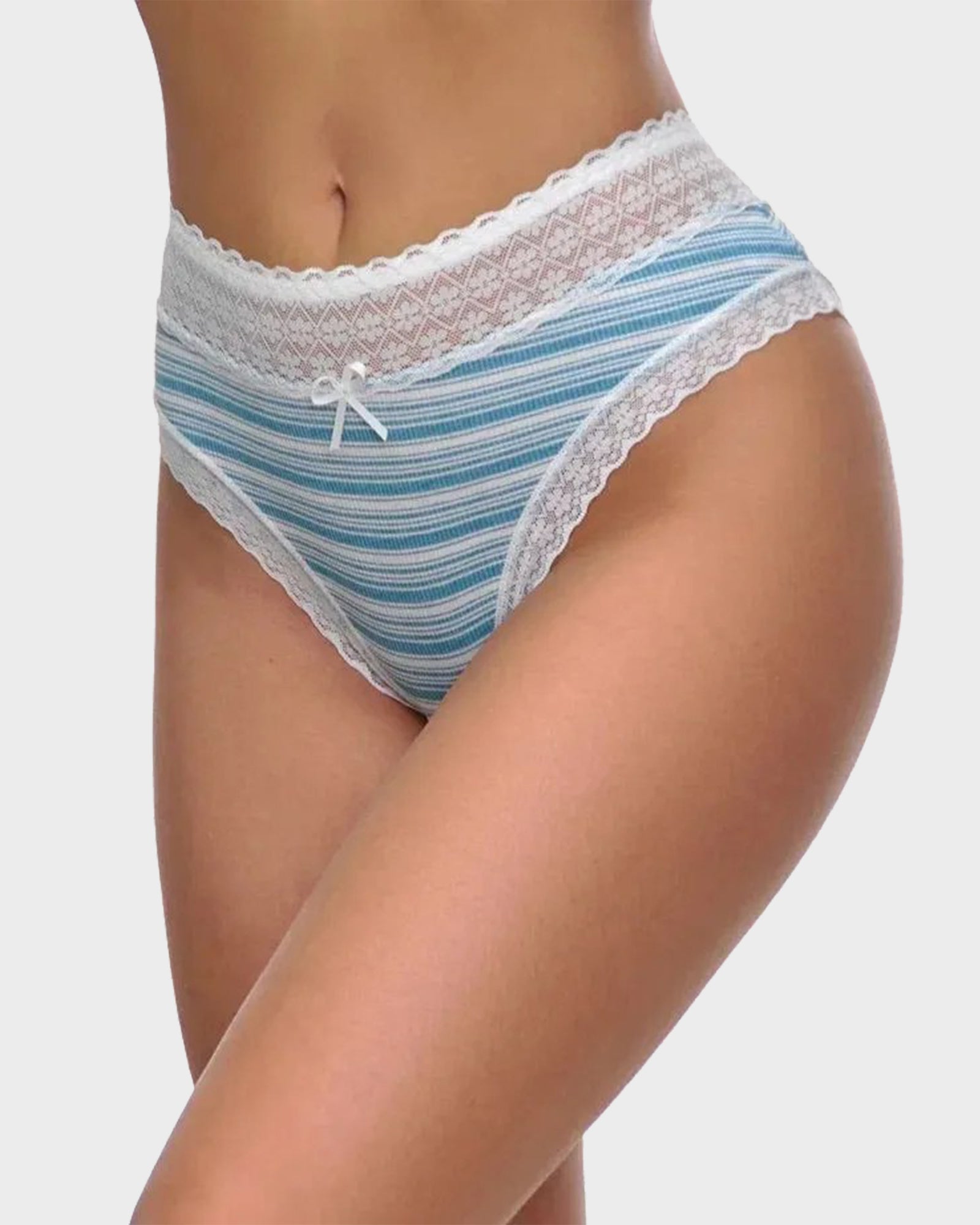 SheCurve 5-Pack Cotton Seamless Lace Stripe Briefs: Breathable, Comfortable, No-Show Panties