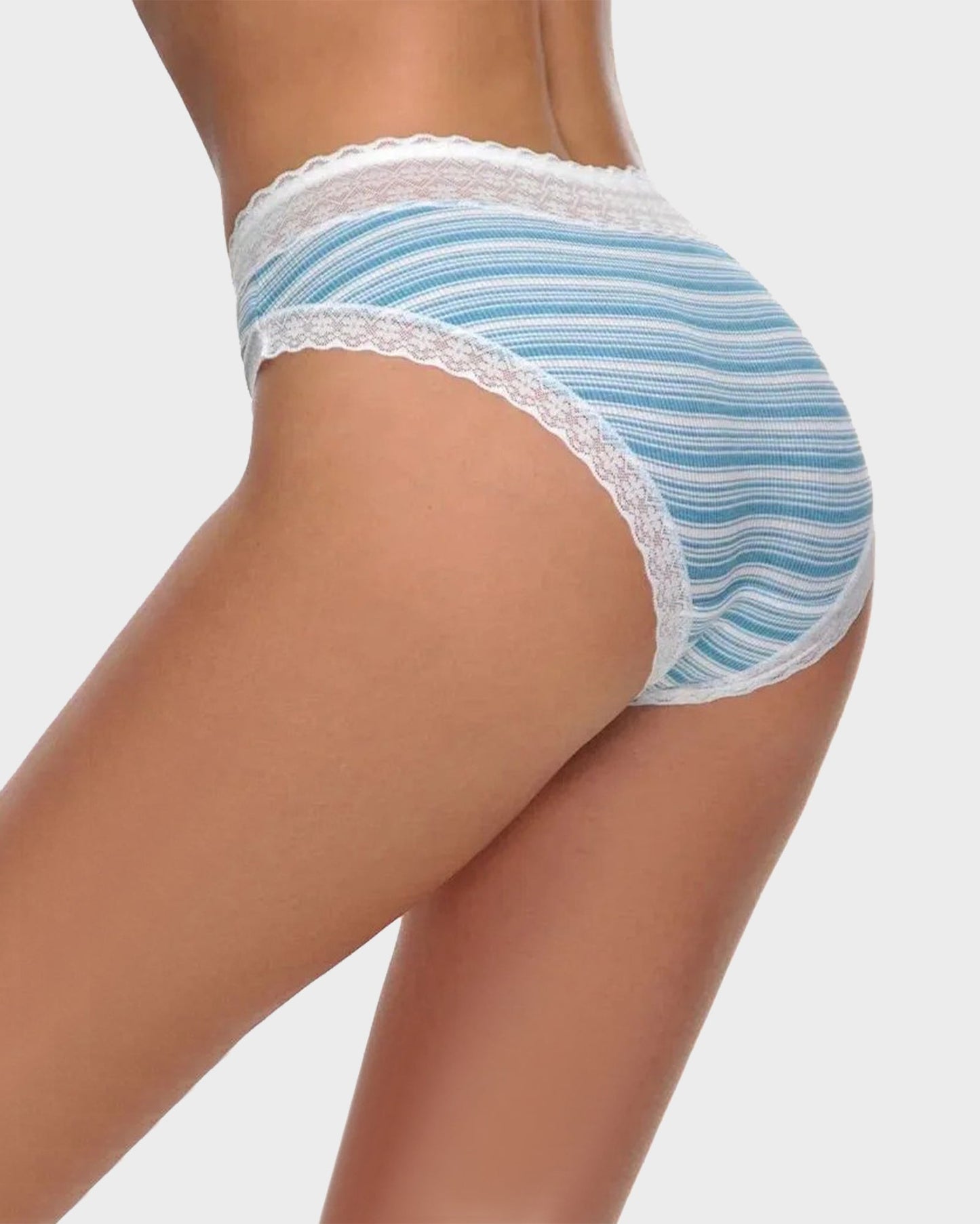 SheCurve 5-Pack Cotton Seamless Lace Stripe Briefs: Breathable, Comfortable, No-Show Panties