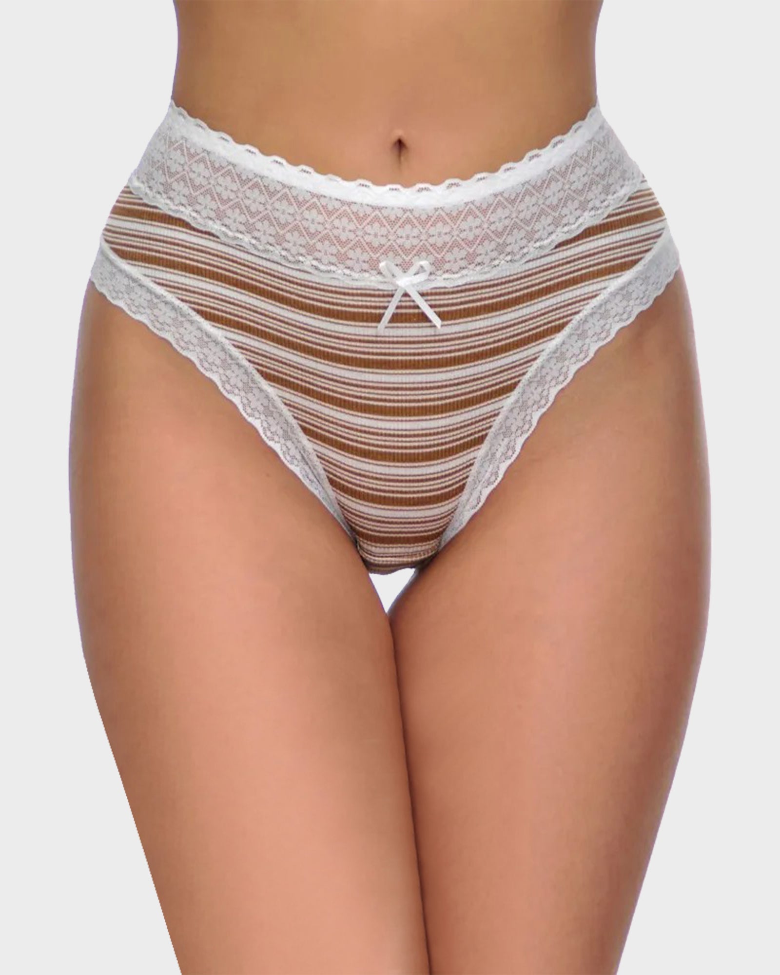 SheCurve 5-Pack Cotton Seamless Lace Stripe Briefs: Breathable, Comfortable, No-Show Panties