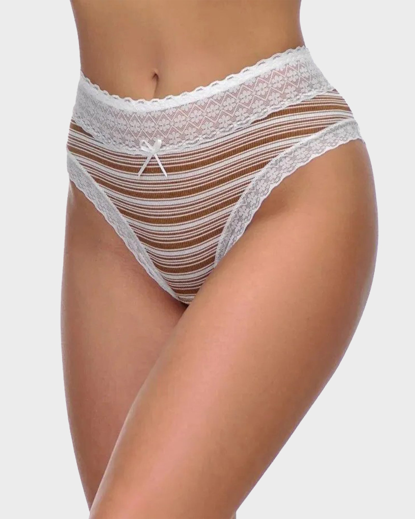 SheCurve 5-Pack Cotton Seamless Lace Stripe Briefs: Breathable, Comfortable, No-Show Panties