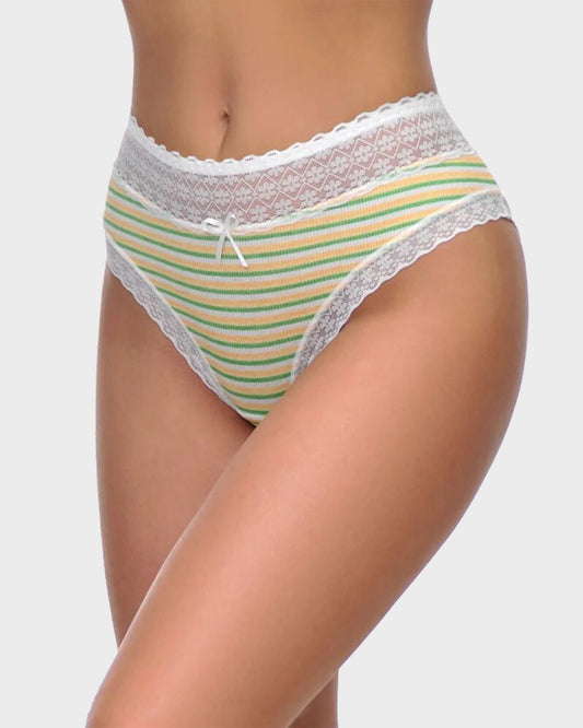 SheCurve 5-Pack Cotton Seamless Lace Stripe Briefs: Breathable, Comfortable, No-Show Panties