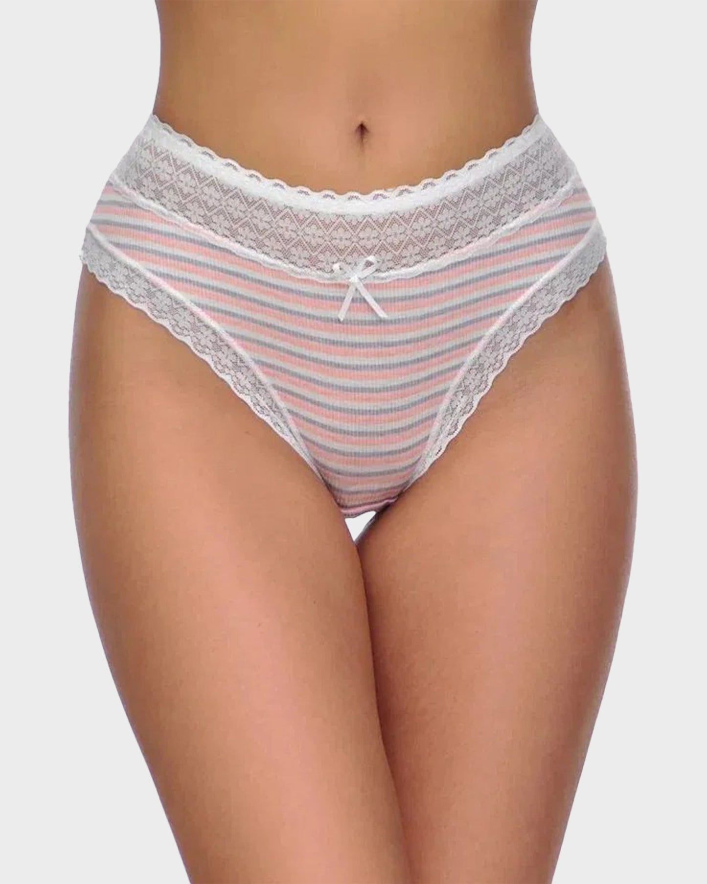 SheCurve 5-Pack Cotton Seamless Lace Stripe Briefs: Breathable, Comfortable, No-Show Panties