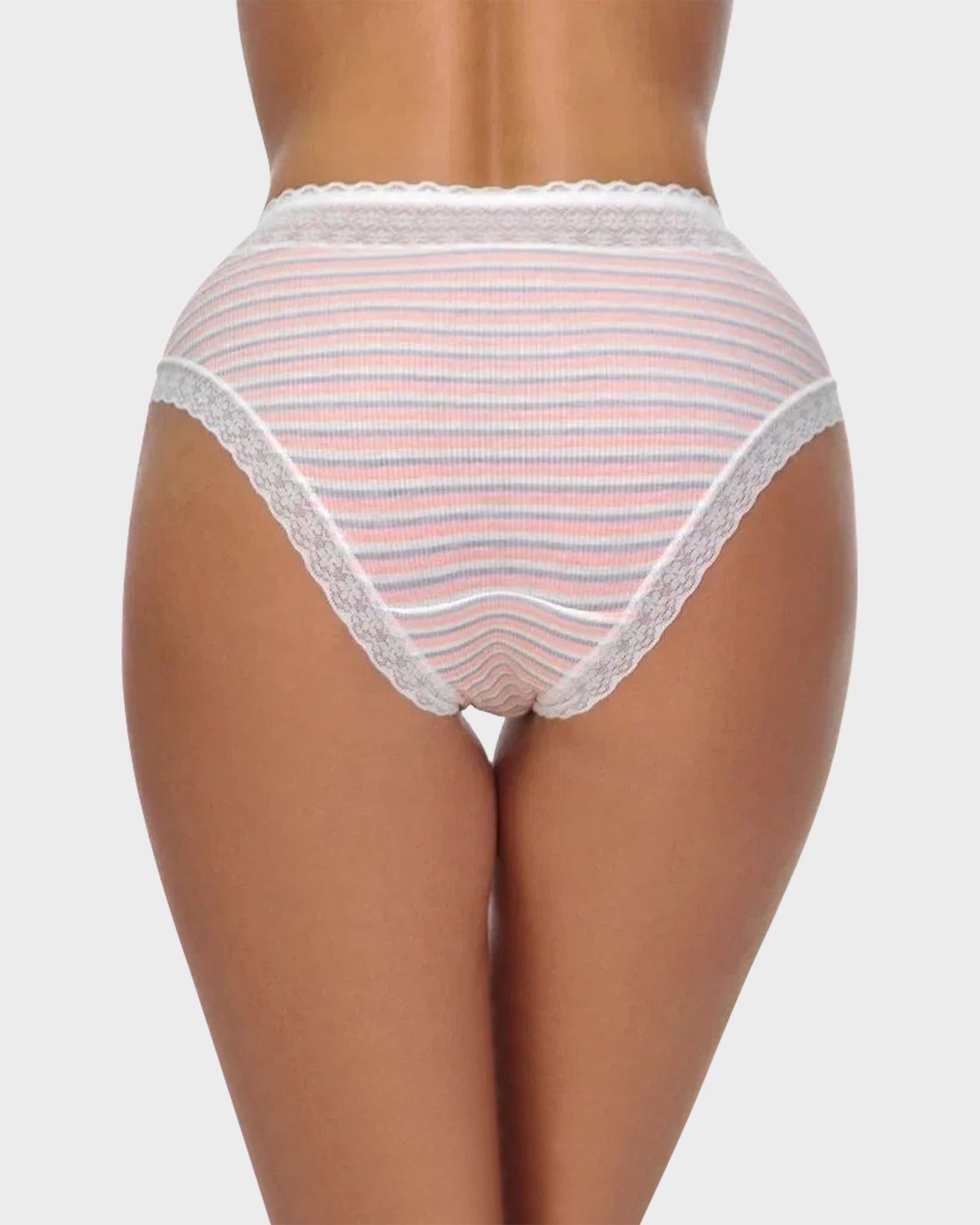 SheCurve 5-Pack Cotton Seamless Lace Stripe Briefs: Breathable, Comfortable, No-Show Panties